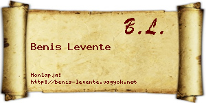 Benis Levente névjegykártya